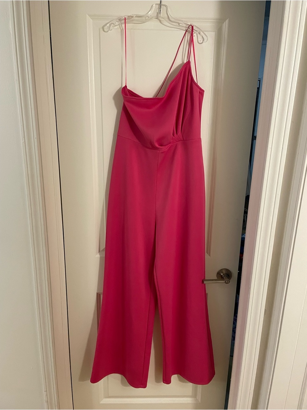 Sleeveless Pink Wide-Leg one shoulder Jumpsuit